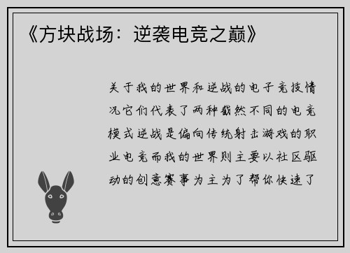 《方块战场：逆袭电竞之巅》